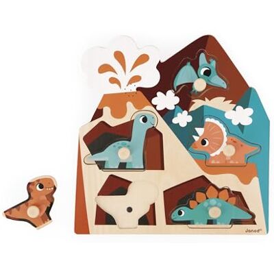 Janod Puzzle sonoro de Madera Dino 5 Piezas Que activan Sonidos de Dinosaurios Desarrolla la motricidad y la audición A Partir de 18 Meses Janod Puzzle sonoro de Madera Dino 5 Piezas Que activan Sonidos de Dinosaurios Desarrolla la motricidad y la audición A Partir de 18 Meses