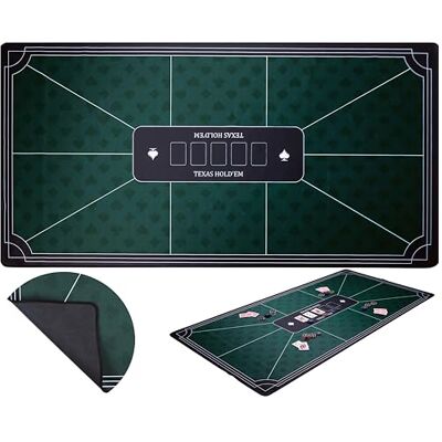 Engelhart Tapete de póker Verde Antideslizante 180x90 cm, 3 mm, poliéster y Goma, Accesorio para Juegos de Casino Engelhart Tapete de póker Verde Antideslizante 180x90 cm, 3 mm, poliéster y Goma, Accesorio para Juegos de Casino
