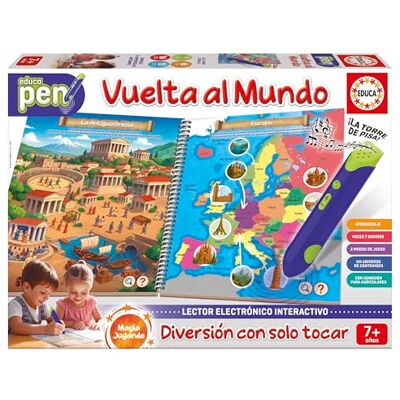 Educa pen Una Vuelta por el Mundo Juego tivo para niños +7 años Cuaderno con Preguntas y Lector electrónico Niños 7 8 9 años () Educa pen Una Vuelta por el Mundo Juego tivo para niños +7 años Cuaderno con Preguntas y Lector electrónico Niños 7 8 9 años ()