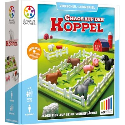 SmartGames Chaos auf Der Koppel: Jedes Tier auf Seine Weidefläche! Knobelspiel für 1 Spieler SmartGames Chaos auf Der Koppel: Jedes Tier auf Seine Weidefläche! Knobelspiel für 1 Spieler