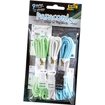 Folia Paracord Set Resplandor en la Oscuridad, 3 líneas de 3 my 3 Cierres Folia Paracord Set Resplandor en la Oscuridad, 3 líneas de 3 my 3 Cierres