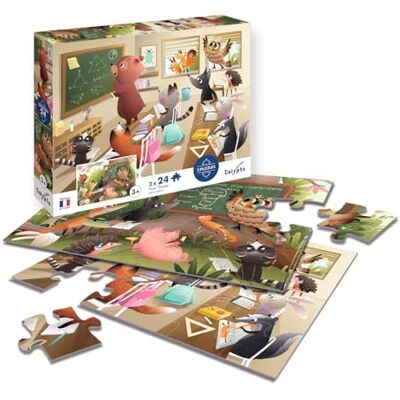 Sentosphère Dos Rompecabezas de 24 Piezas ¡Viva la Escuela! Puzzle para Niños Desde 3 años – Impresión en 7 Colores – Tacto Sedoso – Caja compacta ecológica Fabricado en Francia Sentosphère Dos Rompecabezas de 24 Piezas ¡Viva la Escuela! Puzzle para Niños Desde 3 años – Impresión en 7 Colores – Tacto Sedoso – Caja compacta ecológica Fabricado en Francia