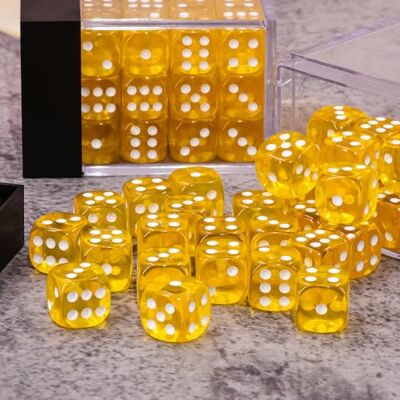 Rio -Dado de 6 Caras – Lote de 36 Dados – Amarillo Rio -Dado de 6 Caras – Lote de 36 Dados – Amarillo