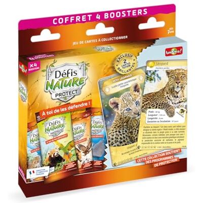 Bioviva – Retos Nature Protect Edition 2 Aventuras Salvajes – Estuche 4 Boosters – Leopardo – Completa tu colección – Enriquecido tu Deck – 1 Jugador – a Partir de 7 años – Fabricado en Francia Bioviva – Retos Nature Protect Edition 2 Aventuras Salvajes – Estuche 4 Boosters – Leopardo – Completa tu colección – Enriquecido tu Deck – 1 Jugador – a Partir de 7 años – Fabricado en Francia