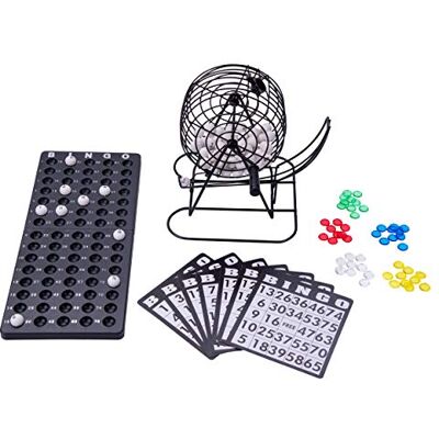 Engelhart Juego Mini Bingo Completo con Jaula Redonda Mezclador Metálico de 14 Pulgadas (35,5 cm) 75 Bolas 18 Cartones Reutilizables 150 Fichas Lotería Engelhart Juego Mini Bingo Completo con Jaula Redonda Mezclador Metálico de 14 Pulgadas (35,5 cm) 75 Bolas 18 Cartones Reutilizables 150 Fichas Lotería