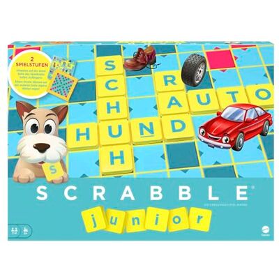 Mattel Scrabble Junior German Diversión clásica de Scrabble con 2 niveles de juego, tablero de juego de doble cara y 84 letras, 2-4 jugadores, Mattel Scrabble Junior German Diversión clásica de Scrabble con 2 niveles de juego, tablero de juego de doble cara y 84 letras, 2-4 jugadores,