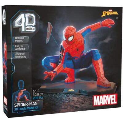 4D Build , kit de maqueta de Spider Man de Marvel en 3D de cuerpo entero, juguetes de construcción, rompecabezas para adultos y adolescentes, coleccionables de Marvel, 195 piezas, a partir de 12 años 4D Build , kit de maqueta de Spider Man de Marvel en 3D de cuerpo entero, juguetes de construcción, rompecabezas para adultos y adolescentes, coleccionables de Marvel, 195 piezas, a partir de 12 años