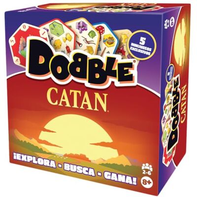Asmodee Dobble Catan, Juego de Mesa de Observación y Velocidad con Símbolos del Mundo de Catan, A Partir de 6 Años, De 2 a 8 Jugadores, 15 Minutos por Partida, Edición en Español y Portugués Asmodee Dobble Catan, Juego de Mesa de Observación y Velocidad con Símbolos del Mundo de Catan, A Partir de 6 Años, De 2 a 8 Jugadores, 15 Minutos por Partida, Edición en Español y Portugués