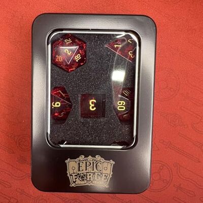 -Dados de Vidrio Juego de 7 Dados Color Rojo -Dados de Vidrio Juego de 7 Dados Color Rojo