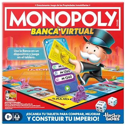 Hasbro , Monopoly Banca Virtual, Juego Electrónico Familiar, App Gratuita, Fiestas con Familia y Amigos, Inversión y Estrategia, Juego de Mesa para Niños y Niñas de 8 Años o Más Hasbro , Monopoly Banca Virtual, Juego Electrónico Familiar, App Gratuita, Fiestas con Familia y Amigos, Inversión y Estrategia, Juego de Mesa para Niños y Niñas de 8 Años o Más