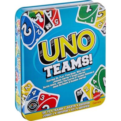 Mattel UNO Teams, juego de cartas, 7+ años, 2-10 jugadores Juego por equipos con reglas especiales para peques, adolescentes, fiestas, grupos y noches de juego en familia, Mattel UNO Teams, juego de cartas, 7+ años, 2-10 jugadores Juego por equipos con reglas especiales para peques, adolescentes, fiestas, grupos y noches de juego en familia,