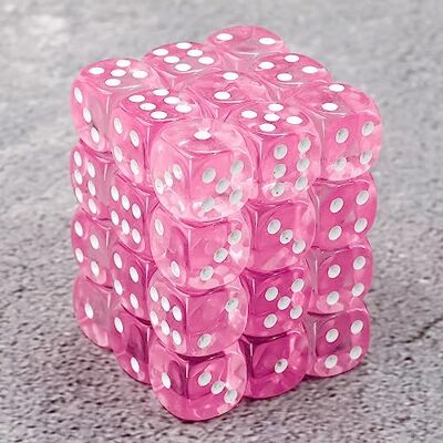 Rio Lote de 36 Dados de 6 Caras, 12 mm, Rosa Transparente Rio Lote de 36 Dados de 6 Caras, 12 mm, Rosa Transparente