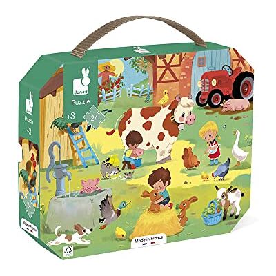 Janod Puzzle para Niños La Granja 24 Piezas Juguete Educativo Motricidad y Concentración Maletín con Asa Certificado FSC A Partir de 3 Años, Janod Puzzle para Niños La Granja 24 Piezas Juguete Educativo Motricidad y Concentración Maletín con Asa Certificado FSC A Partir de 3 Años,