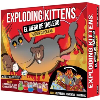Asmodee Exploding Kittens: The Board Game Super Fan Edition, Juego de Tablero en 3D con Estrategia y Sabotaje para Toda la Familia, A Partir de 7 Años, De 2 a 6 Jugadores, 20 Minutos, Español Asmodee Exploding Kittens: The Board Game Super Fan Edition, Juego de Tablero en 3D con Estrategia y Sabotaje para Toda la Familia, A Partir de 7 Años, De 2 a 6 Jugadores, 20 Minutos, Español