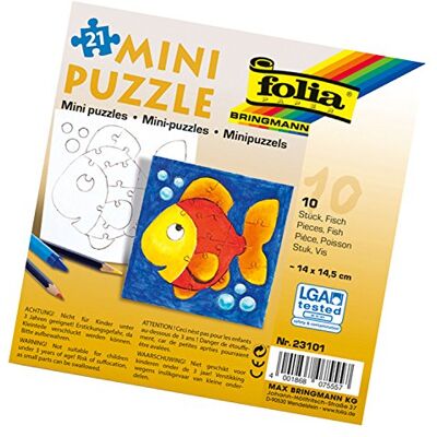 Folia – Mini puzle de Pescado, Aprox. 14 x 14,5 cm, 21 Piezas, 10 Unidades, Color Blanco, para niños, niños y niñas Folia – Mini puzle de Pescado, Aprox. 14 x 14,5 cm, 21 Piezas, 10 Unidades, Color Blanco, para niños, niños y niñas