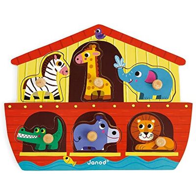 Janod Puzzle Encajable de Madera 6 Piezas, Arca de Noé () Janod Puzzle Encajable de Madera 6 Piezas, Arca de Noé ()