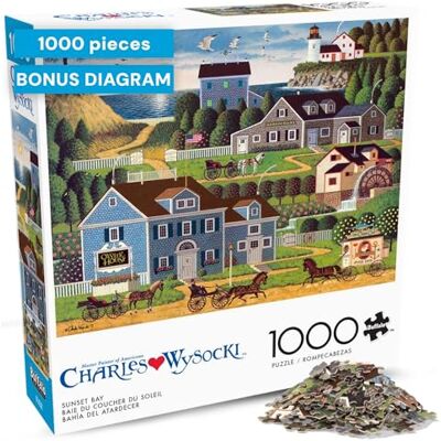 Buffalo Games Charles Wysocki -Sunset Bay 1000 Piece Jigsaw Puzzle for Adults -Challenging Puzzle Perfect for Game Nights Finished Size is 26.75 x 19.75 Buffalo Games Charles Wysocki -Sunset Bay 1000 Piece Jigsaw Puzzle for Adults -Challenging Puzzle Perfect for Game Nights Finished Size is 26.75 x 19.75