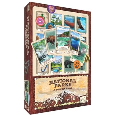 USAopoly Loteria National Parks Juego de Cartas Familiar Juego Educativo sobre la Naturaleza y Parques Nacionales de EE.UU. Juego en inglés USAopoly Loteria National Parks Juego de Cartas Familiar Juego Educativo sobre la Naturaleza y Parques Nacionales de EE.UU. Juego en inglés
