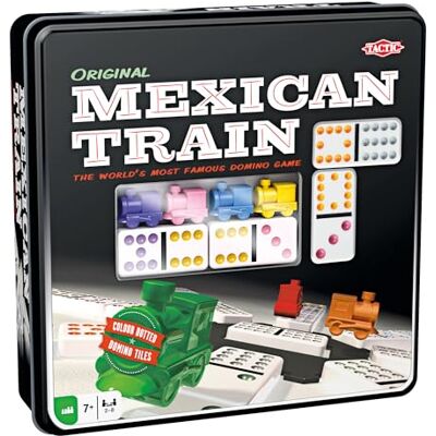 Tactic Mexican Train Domino Game para niños, adultos, de 2 a 8 jugadores Juego de dominó de tren mexicano portátil, compacto y de colores en caja de lata perfecto para noches de juegos y reuniones Tactic Mexican Train Domino Game para niños, adultos, de 2 a 8 jugadores Juego de dominó de tren mexicano portátil, compacto y de colores en caja de lata perfecto para noches de juegos y reuniones
