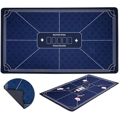 Engelhart Tapete de póker Azul Antideslizante 140x80 cm, 3 mm, poliéster y Goma, Accesorio para Juegos de Casino Engelhart Tapete de póker Azul Antideslizante 140x80 cm, 3 mm, poliéster y Goma, Accesorio para Juegos de Casino