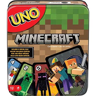 Mattel UNO Juego de Cartas, Regalos para niños, niñas y Noches de Juegos en Familia, temática del Videojuego Minecraft, Juegos para Viajar, Lata de Almacenamiento, Mattel UNO Juego de Cartas, Regalos para niños, niñas y Noches de Juegos en Familia, temática del Videojuego Minecraft, Juegos para Viajar, Lata de Almacenamiento,