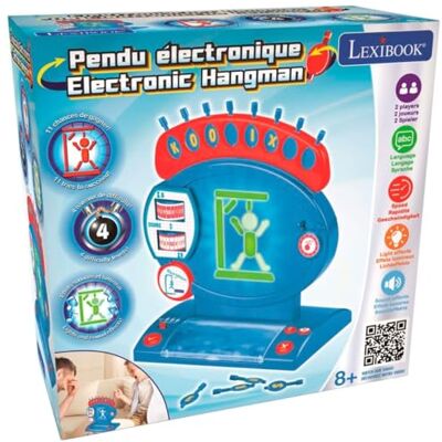 LEXIBOOK , Ahorcado electrónico, Juego de Mesa para niños y familias, ortografía y Vocabulario, Efectos de luz y Sonido, 2 Jugadores, Azul/Rojo, LEXIBOOK , Ahorcado electrónico, Juego de Mesa para niños y familias, ortografía y Vocabulario, Efectos de luz y Sonido, 2 Jugadores, Azul/Rojo,