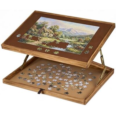 Relaxdays Tablero de Puzle, Mesa de Rompecabezas Altura Ajustable, para 1000 y 1500 Piezas, Reversible, Madera, Natural Relaxdays Tablero de Puzle, Mesa de Rompecabezas Altura Ajustable, para 1000 y 1500 Piezas, Reversible, Madera, Natural