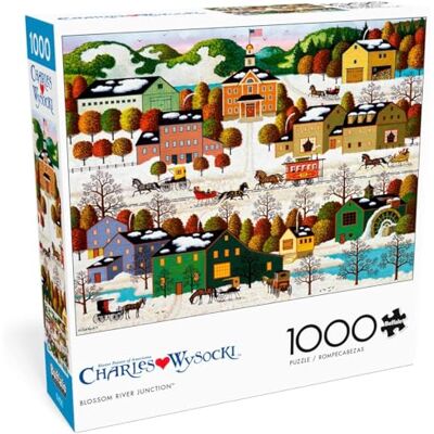Buffalo Games Charles Wysocki Blossom River Junction 1000 Piece Jigsaw Puzzle for Adults -Challenging Puzzle Perfect for Game Nights Finished Size is 26.75 x 19.75 Buffalo Games Charles Wysocki Blossom River Junction 1000 Piece Jigsaw Puzzle for Adults -Challenging Puzzle Perfect for Game Nights Finished Size is 26.75 x 19.75