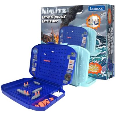 LEXIBOOK , Batalla Naval, Juego de Mesa de Viaje Compacto, Azul, Batalla Naval compacta para 2 jugadores con reglas sencillas, diseño portátil y juego estratégico. LEXIBOOK , Batalla Naval, Juego de Mesa de Viaje Compacto, Azul, Batalla Naval compacta para 2 jugadores con reglas sencillas, diseño portátil y juego estratégico.