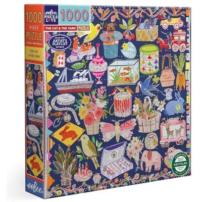 eeBoo Cat and The Yarn-Puzzle de 1000 Piezas de cartón para Adultos, x 58,5 cm, Multicolor () eeBoo Cat and The Yarn-Puzzle de 1000 Piezas de cartón para Adultos, x 58,5 cm, Multicolor ()