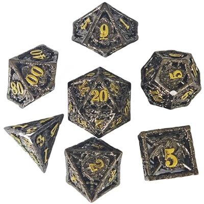 Rio -Set de 7 Dados de Metal Hueco – Dragon Negro Rio -Set de 7 Dados de Metal Hueco – Dragon Negro