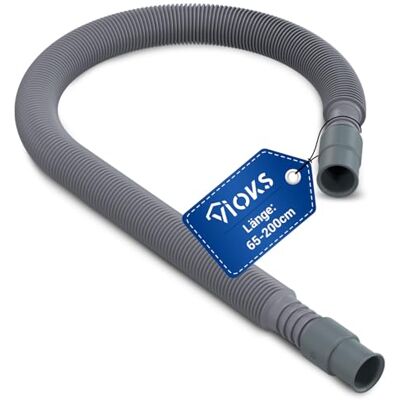 VIOKS Manguera de desagüe flexible para lavadora, 60 – 200 cm, 19/21 mm de diámetro, extensible, para lavadora y lavavajillas VIOKS Manguera de desagüe flexible para lavadora, 60 – 200 cm, 19/21 mm de diámetro, extensible, para lavadora y lavavajillas