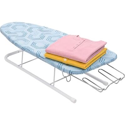 Relaxdays tabla de planchar para mesa, superficie 76 x 30,5 cm, azul/blanco Relaxdays tabla de planchar para mesa, superficie 76 x 30,5 cm, azul/blanco