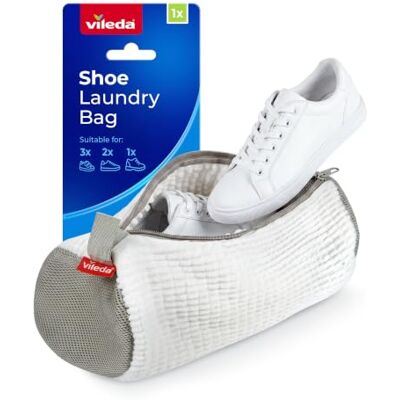 Vileda Bolsa para Lavar Zapatillas en Lavadora 35 x 26 cm Fibras de chenilla que frotan el calzado durante el lavado, con lazo para colgar Vileda Bolsa para Lavar Zapatillas en Lavadora 35 x 26 cm Fibras de chenilla que frotan el calzado durante el lavado, con lazo para colgar