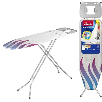 Vileda Total Reflect M Tabla de Planchar con Soporte Antideslizante para Plancha Incluye Funda con Acolchado de Esponja Fácil de Transportar y Almacenar 120x38 cm Color Lila y Gris Vileda Total Reflect M Tabla de Planchar con Soporte Antideslizante para Plancha Incluye Funda con Acolchado de Esponja Fácil de Transportar y Almacenar 120x38 cm Color Lila y Gris