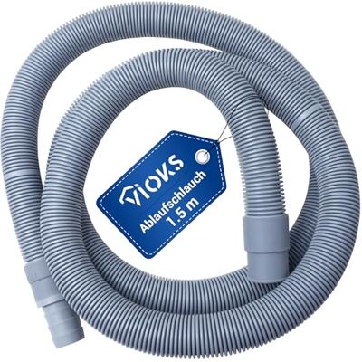 VIOKS Manguera de desagüe ondulada de 150 cm para lavadora, con conexión de goma recta y junta para lavavajillas y lavadora VIOKS Manguera de desagüe ondulada de 150 cm para lavadora, con conexión de goma recta y junta para lavavajillas y lavadora