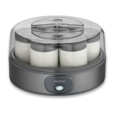 Severin Yogurtera, incluye 7 tarros de yogur de 150 ml para 1 litro de yogur casero, tapa transparente, estilo griego, interruptor basculante, 18 W, acero inoxidable oscuro, JG Severin Yogurtera, incluye 7 tarros de yogur de 150 ml para 1 litro de yogur casero, tapa transparente, estilo griego, interruptor basculante, 18 W, acero inoxidable oscuro, JG
