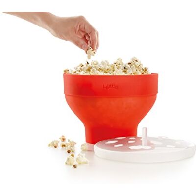 Lékué 0200226R10M017 - Cuenco de palomitas de maíz de silicona/plata rojo Lékué 0200226R10M017 - Cuenco de palomitas de maíz de silicona/plata rojo