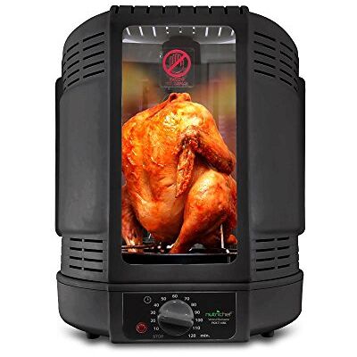 NutriChef Barbacoa de pollo con pincho giratorio, negro, 700 W, mini horno vertical, parrilla eléctrica, asador de aire caliente para pollo, kebab y carne, compacto y bajo en grasa, incluye accesorios NutriChef Barbacoa de pollo con pincho giratorio, negro, 700 W, mini horno vertical, parrilla eléctrica, asador de aire caliente para pollo, kebab y carne, compacto y bajo en grasa, incluye accesorios