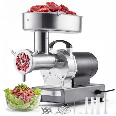 VEVOR Picadora de Carne 1100W 1,5 HP, Picadora de Carne Eléctrica 9,5 kg/min, de Acero Inoxidable, con 3 Placas, 3 Tubos de Embutir Salchichas, para Cocinas Domésticas, Restaurantes, Carnicerías VEVOR Picadora de Carne 1100W 1,5 HP, Picadora de Carne Eléctrica 9,5 kg/min, de Acero Inoxidable, con 3 Placas, 3 Tubos de Embutir Salchichas, para Cocinas Domésticas, Restaurantes, Carnicerías