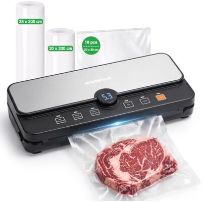 Aigostar Envasadora al Vacío, 9L/min, Pantalla Digital, Bandeja Extraíble Envasadora al Vacío Doméstica con 6 Modos, Función Moist+, Cortador y Almacén de Rollos, Incluye 10 Bolsas y 2 Rollos Aigostar Envasadora al Vacío, 9L/min, Pantalla Digital, Bandeja Extraíble Envasadora al Vacío Doméstica con 6 Modos, Función Moist+, Cortador y Almacén de Rollos, Incluye 10 Bolsas y 2 Rollos