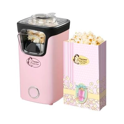 Bestron Palomitero, Turbo-Palomitas en menos de 2 minutos, con tecnología de aire caliente, incluye 10 bolsas de palomitas y taza medidora integrada, colección Sweet Dreams, Color: Rosa Bestron Palomitero, Turbo-Palomitas en menos de 2 minutos, con tecnología de aire caliente, incluye 10 bolsas de palomitas y taza medidora integrada, colección Sweet Dreams, Color: Rosa