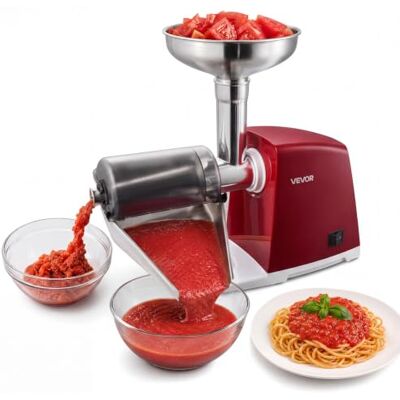 VEVOR Colador Eléctrico de Tomate Máx. 800W, Potencia Nominal de 150W, Rojo Para Purés, Fresas, Salsa, 40 kg/H, Motor de CC de Bajo Ruido, de Acero Inoxidable, Tamices de 1 mm, 1,5 mm, 3 mm y 6 mm VEVOR Colador Eléctrico de Tomate Máx. 800W, Potencia Nominal de 150W, Rojo Para Purés, Fresas, Salsa, 40 kg/H, Motor de CC de Bajo Ruido, de Acero Inoxidable, Tamices de 1 mm, 1,5 mm, 3 mm y 6 mm