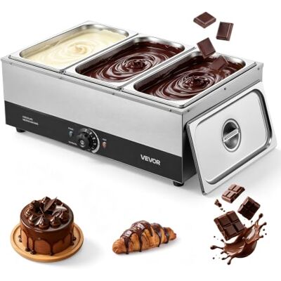 VEVOR Máquina para Derretir Chocolate 1200 W, 3 Tanques, Acero Inoxidable Para Chocolate, Queso y Leche, Rango de Temperatura de 30°C a 85°C, Sistema de Calentamiento por Baño de Agua, Uso Comercial VEVOR Máquina para Derretir Chocolate 1200 W, 3 Tanques, Acero Inoxidable Para Chocolate, Queso y Leche, Rango de Temperatura de 30°C a 85°C, Sistema de Calentamiento por Baño de Agua, Uso Comercial