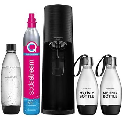 sodastream Terra Pack Máquina Gasificadora de Agua Color Negro, Incluye 1 Botella Fuse de 1L 2 Botellas Fuse de 0,5L y 1 Cilindro de Gas Color Rosa, Para Preparar Hasta 60L de Agua con Gas sodastream Terra Pack Máquina Gasificadora de Agua Color Negro, Incluye 1 Botella Fuse de 1L 2 Botellas Fuse de 0,5L y 1 Cilindro de Gas Color Rosa, Para Preparar Hasta 60L de Agua con Gas