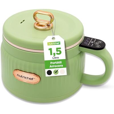 NutriChef Arrocera Eléctrica Mini 1,5 L con Panel Digital y 6 Funciones Rice Cooker, Portatil, Preparador de Comidas, Recubrimiento Ceramico Antiadherente NutriChef Arrocera Eléctrica Mini 1,5 L con Panel Digital y 6 Funciones Rice Cooker, Portatil, Preparador de Comidas, Recubrimiento Ceramico Antiadherente