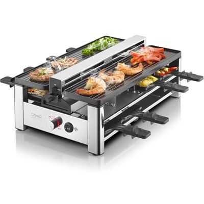 Caso Raclette AirClean Raclette grill para hasta 8 personas con extractor de humos integrado de dos etapas, 1500W, revestimiento antiadherente, calentamiento rápido, filtro intercambiable Caso Raclette AirClean Raclette grill para hasta 8 personas con extractor de humos integrado de dos etapas, 1500W, revestimiento antiadherente, calentamiento rápido, filtro intercambiable