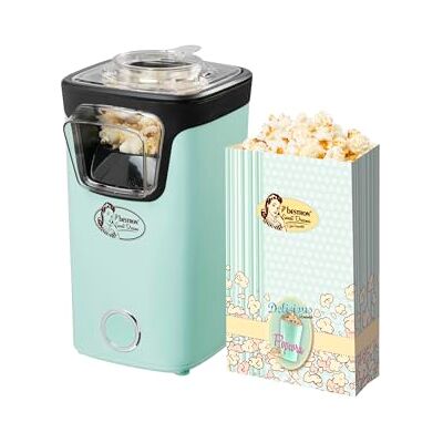 Bestron Palomitero, Turbo-Palomitas en menos de 2 minutos, con tecnología de aire caliente, incluye 10 bolsas de palomitas y taza medidora integrada, colección Sweet Dreams, Color: Verde Bestron Palomitero, Turbo-Palomitas en menos de 2 minutos, con tecnología de aire caliente, incluye 10 bolsas de palomitas y taza medidora integrada, colección Sweet Dreams, Color: Verde