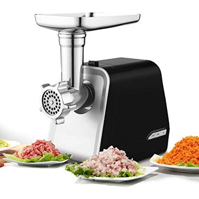 COOCHEER Picadora de carne profesional, máquina para salchichas profesional, 3 accesorios diferentes para el corte, accesorios para kubbe, acero inoxidable, 1500 W COOCHEER Picadora de carne profesional, máquina para salchichas profesional, 3 accesorios diferentes para el corte, accesorios para kubbe, acero inoxidable, 1500 W