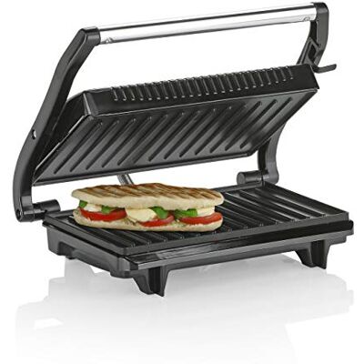 Tristar Parrilla de contacto, 22,5 x 14 cm, 700 W, para camping Revestimiento antiadherente, Tapa basculante en acero inoxidable, Asa fría al tacto, Recogecable, Tristar Parrilla de contacto, 22,5 x 14 cm, 700 W, para camping Revestimiento antiadherente, Tapa basculante en acero inoxidable, Asa fría al tacto, Recogecable,